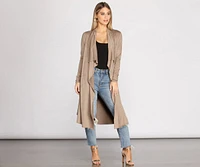 On The Town Suede Trench