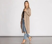 On The Town Suede Trench