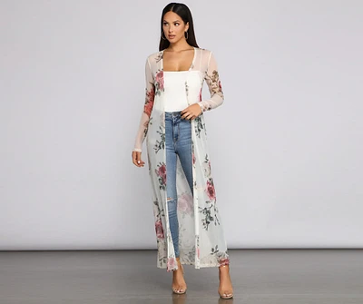 Flowy Floral Mesh Duster