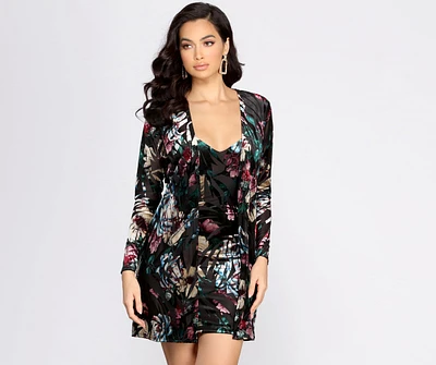 Floral Fever Mesh Burnout Velvet Duster