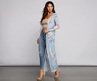 Floral Beauty Mesh Long Sleeve Duster