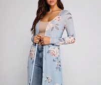 Floral Beauty Mesh Long Sleeve Duster