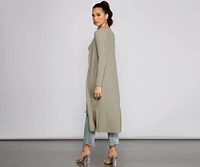 Casual And Cozy Ribbed Knit Duster