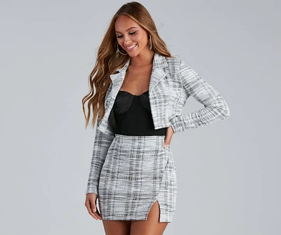 Perfectly Posh Tweed Plaid Blazer