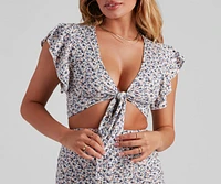 Darling Ditsy Floral Tie-Front Top