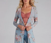 Spring Floral Long Sleeve Duster