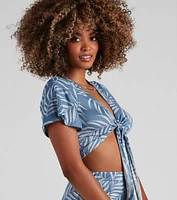 Island Ready Printed Tie-Front Top