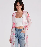 Full Bloom Floral Mesh Duster