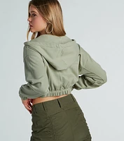 Relaxed Vibe Cargo Pocket Crop Fleece Hoodie