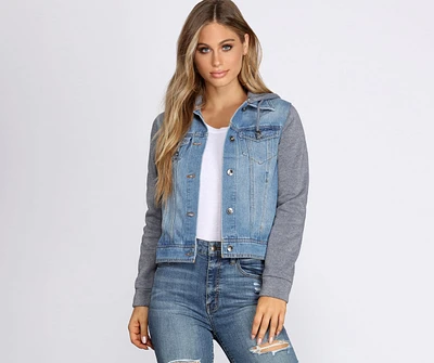 Casual And Classic Denim Hoodie Jacket