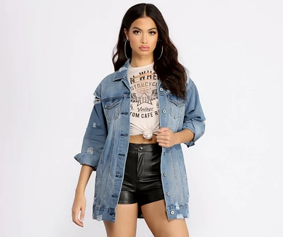 Total Babe Status Long Denim Jacket