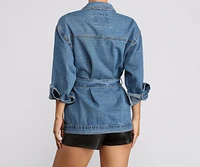 Oversized Belted Denim Jacket