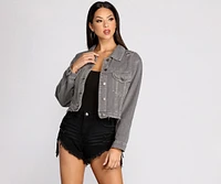 Distressed Crop Denim Jacket