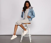 Casual And Cozy Hooded Denim Jacket
