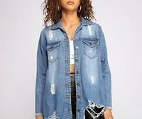 Casual Vibes Destructed Denim Shacket