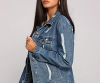 Edgy Everyday Destructed Denim Jacket