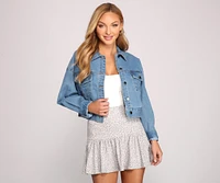 Cinched And Chic Cropped Denim Jacket