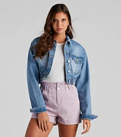 Go With It Cropped Denim Jacket