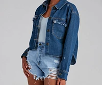 Trendy Vibes Cropped Denim Shacket