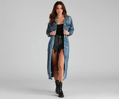 Fray Days Long Denim Jacket