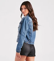 Places To Be Distressed Denim Trucker Jacket