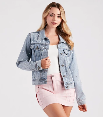 Perfectly Chic Pearl Denim Jacket