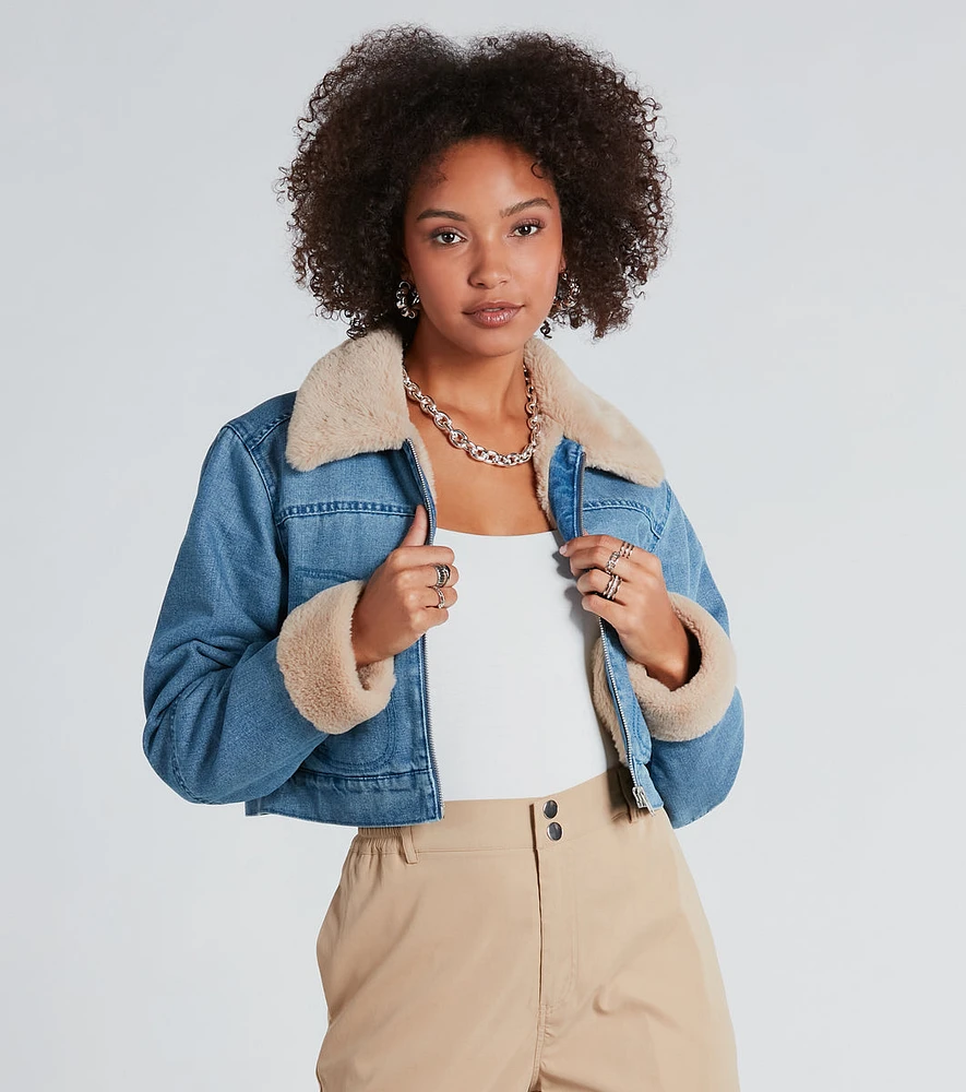 Keep It Cozy Faux Fur-Lined Denim Jacket