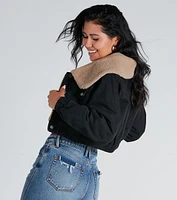 Layer On The Cozy Vibes Faux Sherpa Denim Jacket