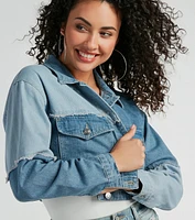 Trendsetter Denim Patchwork Cropped Jean Jacket