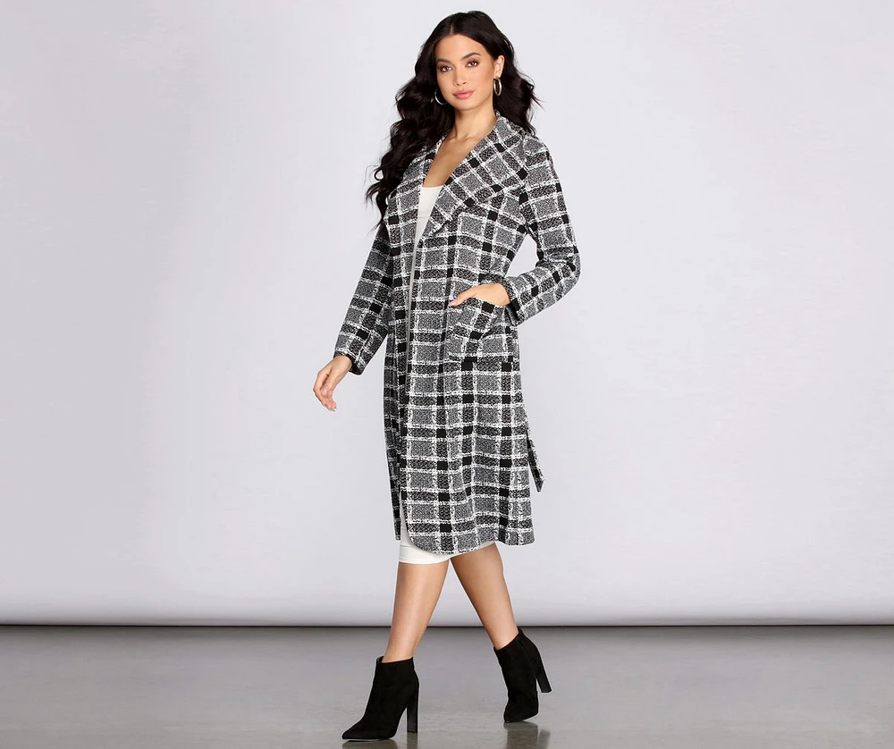 Checks And Balance Long Plaid Coat