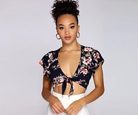 Flutter With Floral Tie Front Top