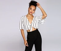 Good Gauze Tie Front Crop Top