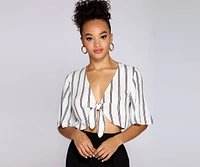 Good Gauze Tie Front Crop Top