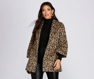 Collared Faux Fur Leopard Coat