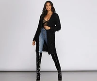 Shaggy Long Line Cardigan