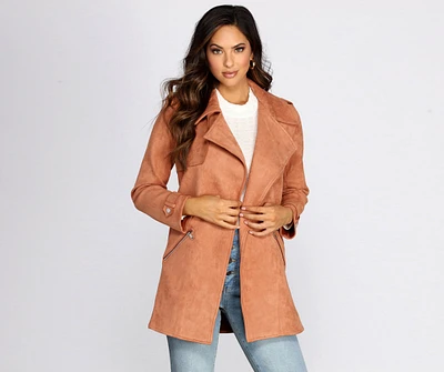 Flyin' First Class Faux Suede Trench Coat