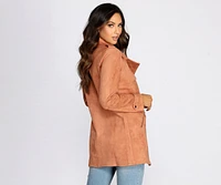 Flyin' First Class Faux Suede Trench Coat