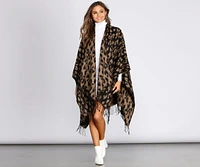 On The Spot Leopard Print Poncho