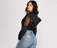 The Sheer Mesh Nylon Cropped Jacket