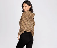 Plaid Corduroy Bomber Jacket