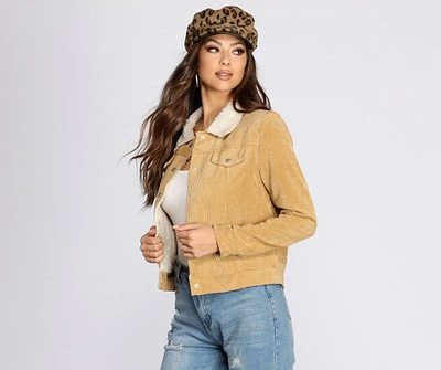 Corduroy Faux Fur Trucker Jacket