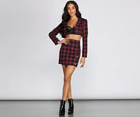 Preciously Plaid Cropped Blazer