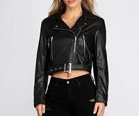 Living On The Edge Faux Leather Moto Jacket