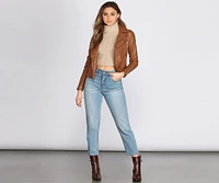 Kick It Up A Notch Faux Leather Moto Jacket