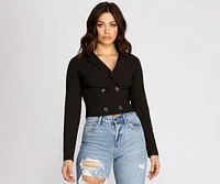 Double Breasted Cropped Blazer