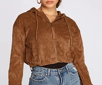 Downtown Doll Cropped Corduroy Bomber Jacket