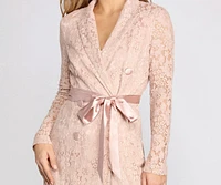 True Love Satin Belted Lace Trench Coat