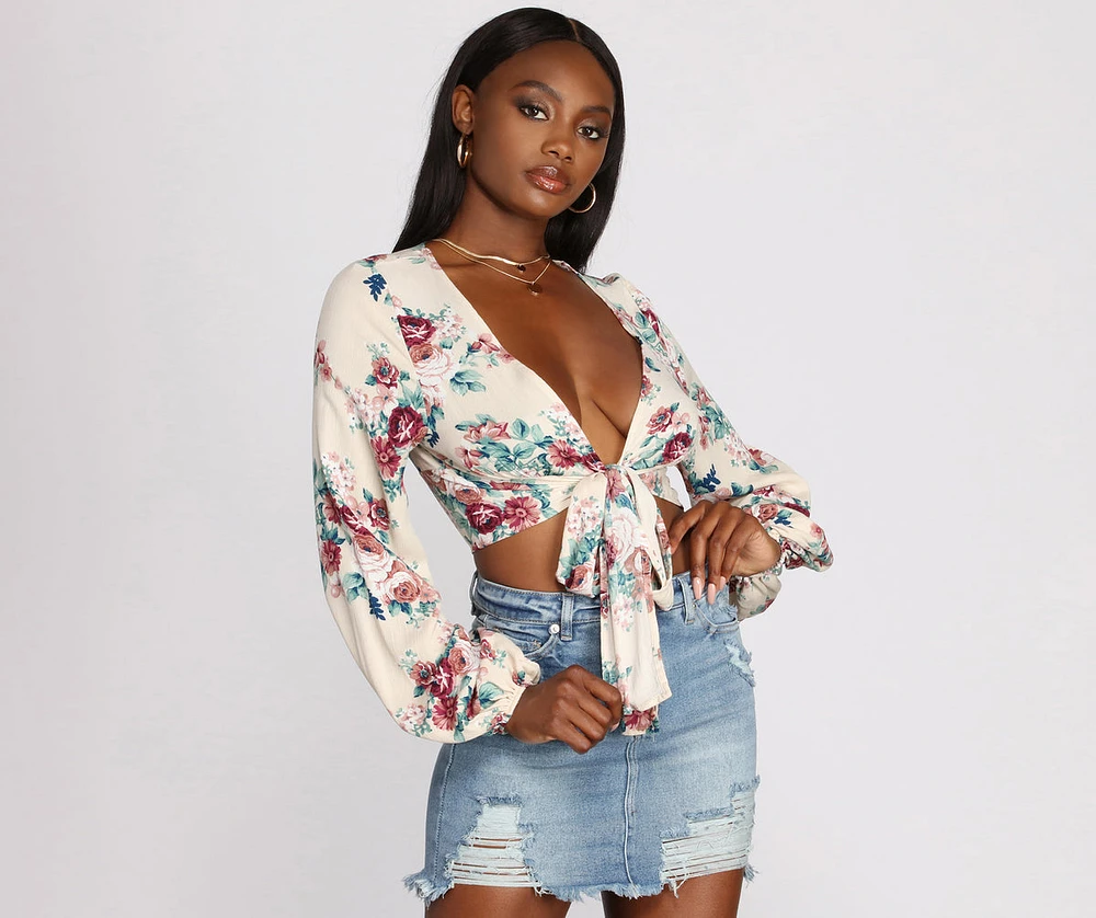 Floral Dream Tie Front Top