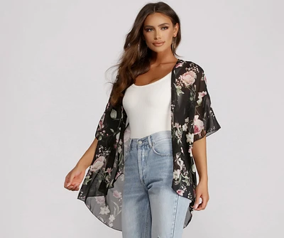 Floral Moment Chiffon Kimono