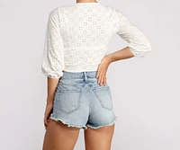 Summer Day Eyelet Tie Front Top